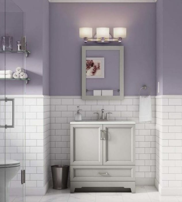 Salle de bain - mur couleur lila